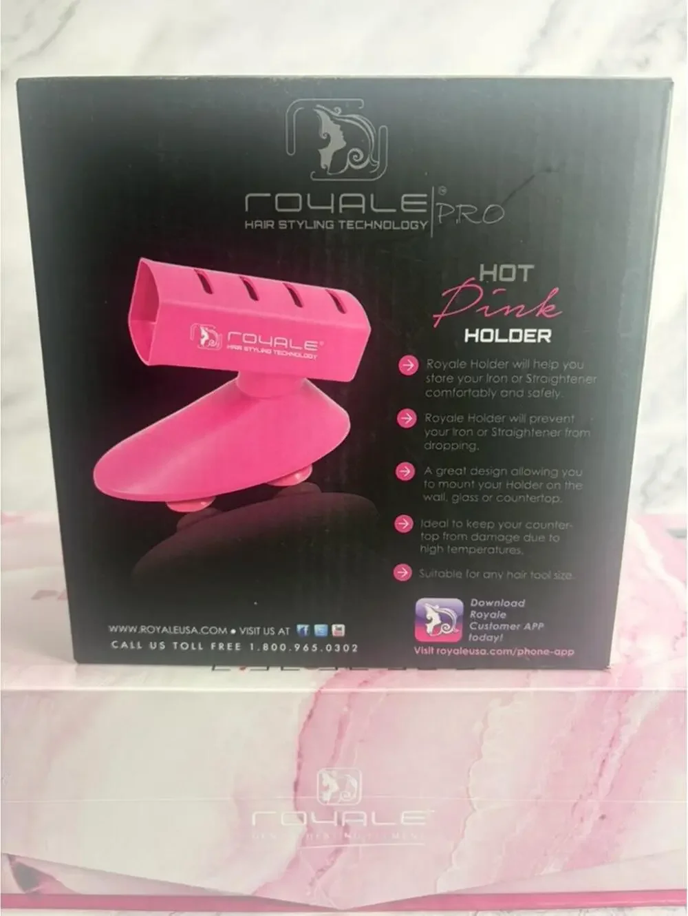Royale Platinum 1.25” Ceramic Hair Straightener +‎ Hot Pink Holder Set NEW